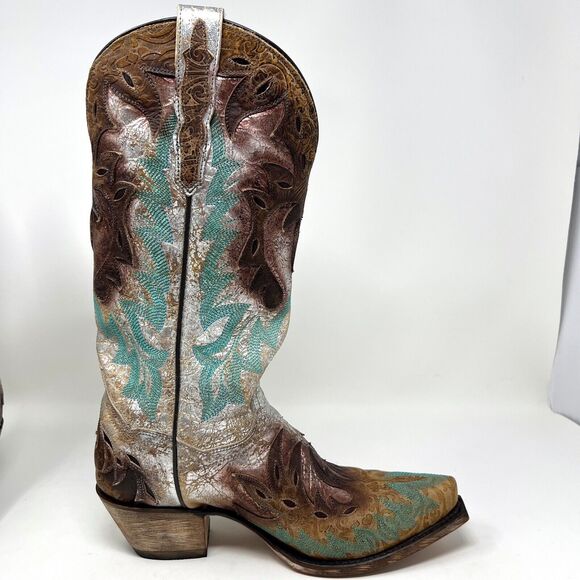 Dan Post All Eyes On Me Turquoise Cowgirl Boots Pointed Toe Women’s Size 6.5 - Picture 7 of 12